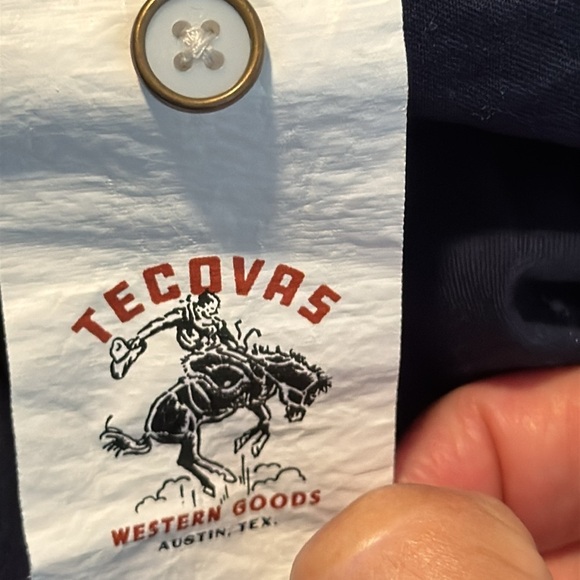 Tecovas Western Shirt Navy Blue Pearl Snap Buttons Pocket Flaps Size Medium - Picture 8 of 9